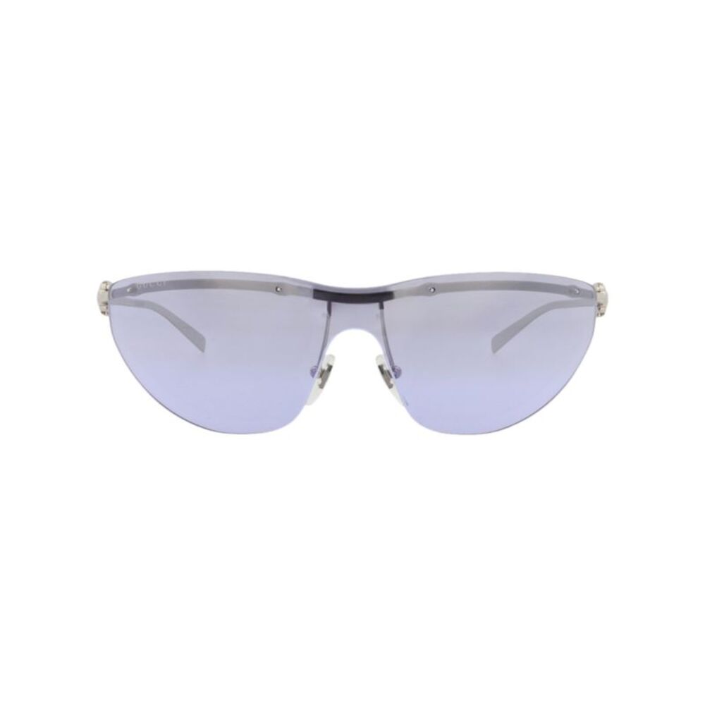Gucci Shield-Frame Metal Sunglasses Silver Womens
